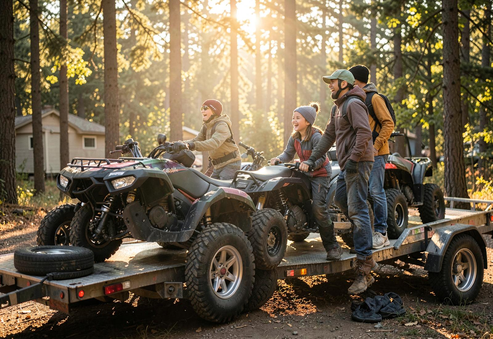 Parent checking a young rider's helmet before an ATV ride